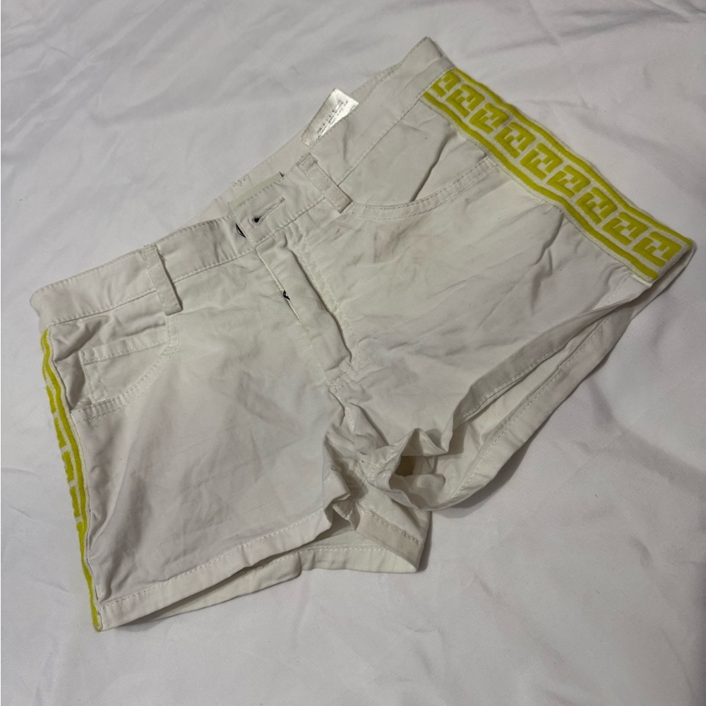 Fendi White Shorts with Yellow Trim